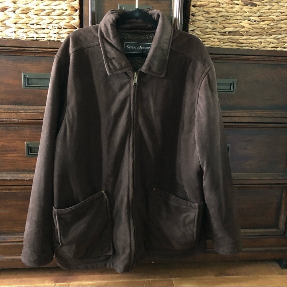 Seventh Avenue brown fleece heavyweight zip up coat in size XXL Columbia details